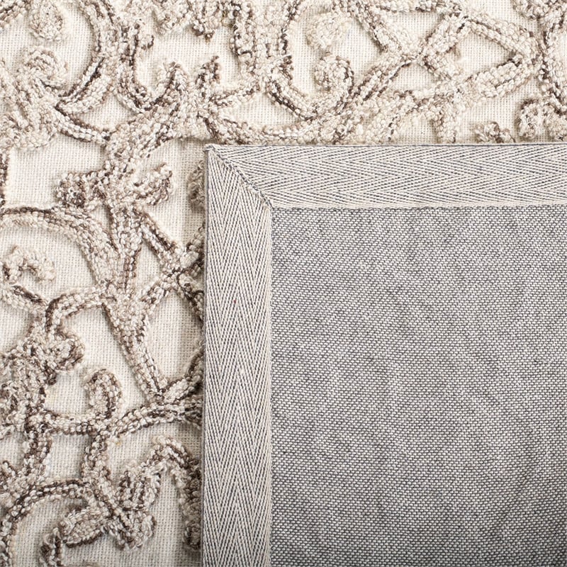 Safavieh Trace 4' x 6' Hand Tufted Wool Rug in Brown and Ivory