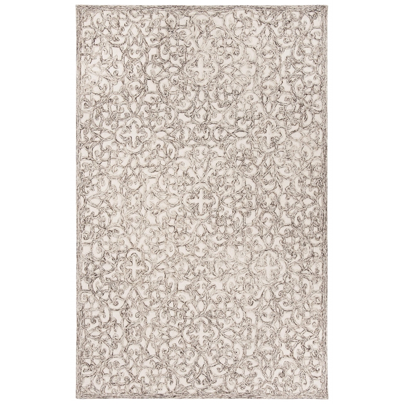 Safavieh Trace 5' x 8' Hand Tufted Wool Rug in Brown and Ivory