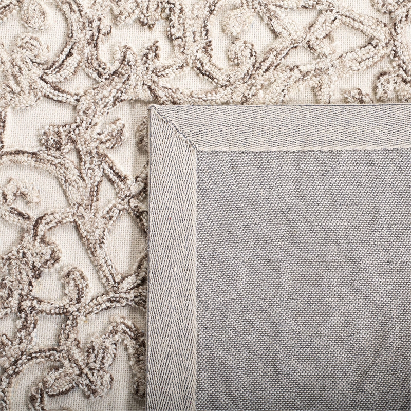 Safavieh Trace 5' x 8' Hand Tufted Wool Rug in Brown and Ivory