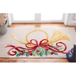 Safavieh Vintage Posters 2' x 3' Hand Hooked Wool Rug in Ivory and Red