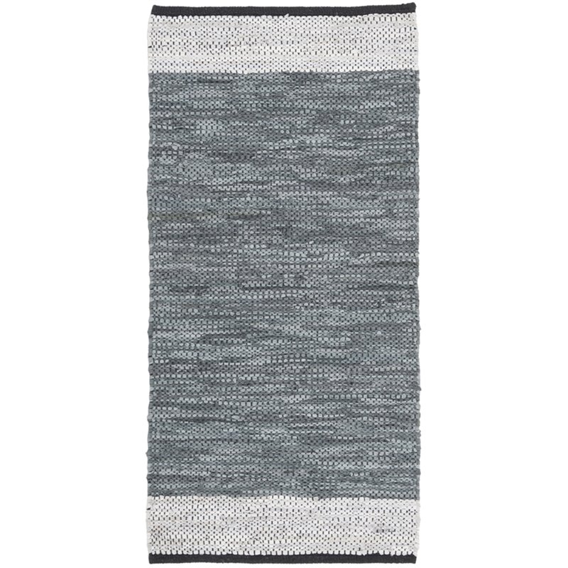 Safavieh Vintage 2' x 3' Hand Woven Leather Rug in Gray and Silver