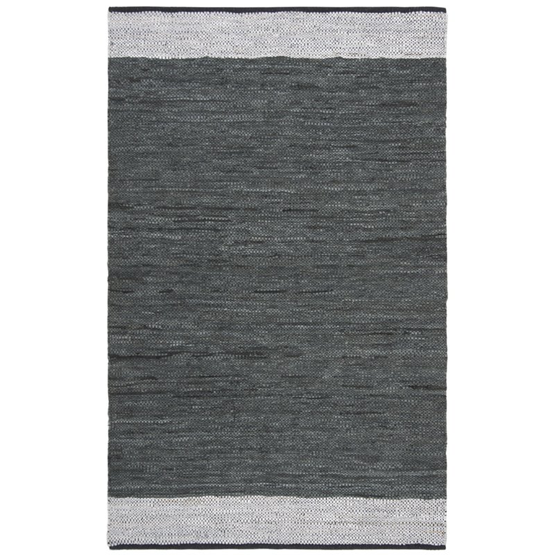 Safavieh Vintage 6' x 9' Hand Woven Leather Rug in Gray and Silver