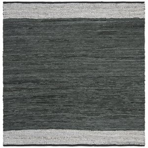 Safavieh Vintage 6' Square Hand Woven Leather Rug in Gray and Silver