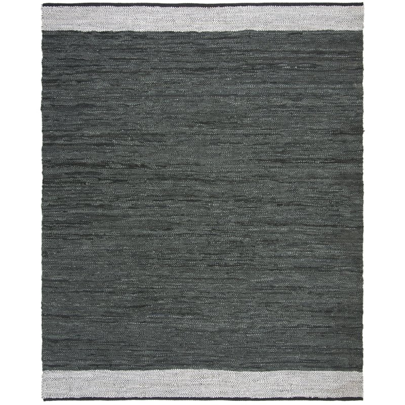 Safavieh Vintage 8' x 10' Hand Woven Leather Rug in Gray and Silver