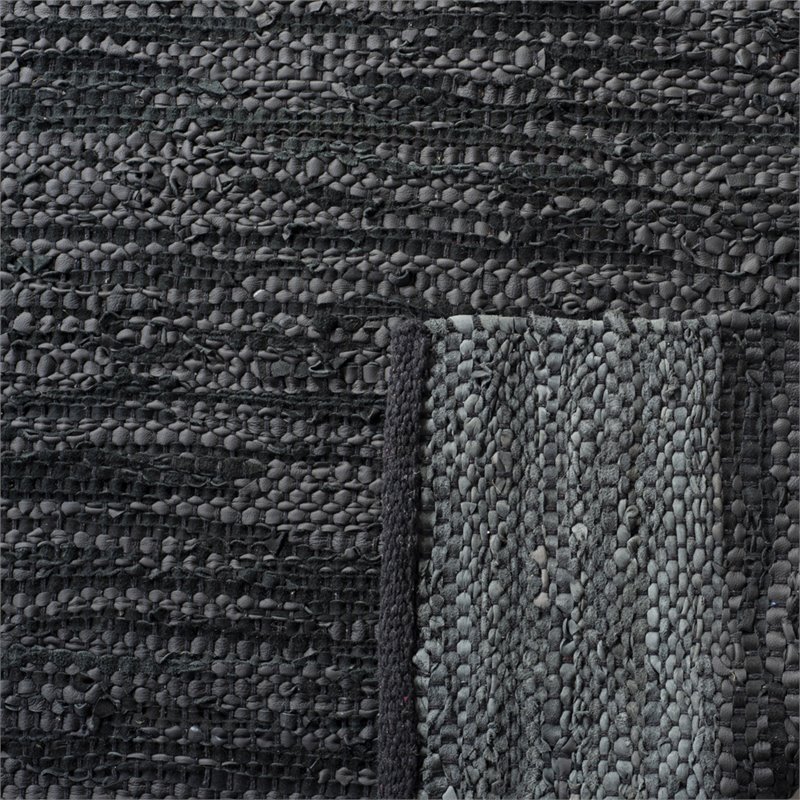 Safavieh Vintage 5' x 8' Hand Woven Leather Rug in Black and Gray