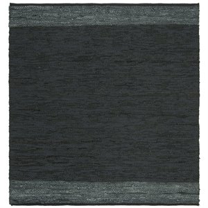 Safavieh Vintage 6' Square Hand Woven Leather Rug in Black and Gray