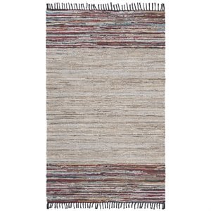 Safavieh Vintage 6' x 9' Hand Woven Leather Rug in Beige and Red