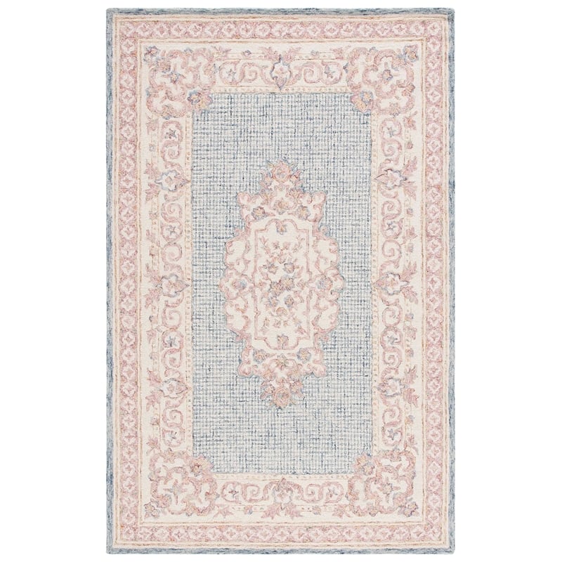 Safavieh Aubusson 5' x 8' Hand Tufted Wool Rug in Blue and Ivory