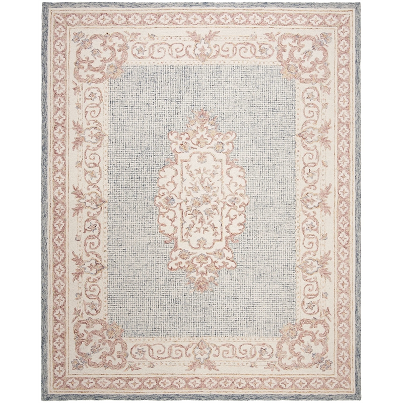 Safavieh Aubusson 8' x 10' Hand Tufted Wool Rug in Blue and Ivory