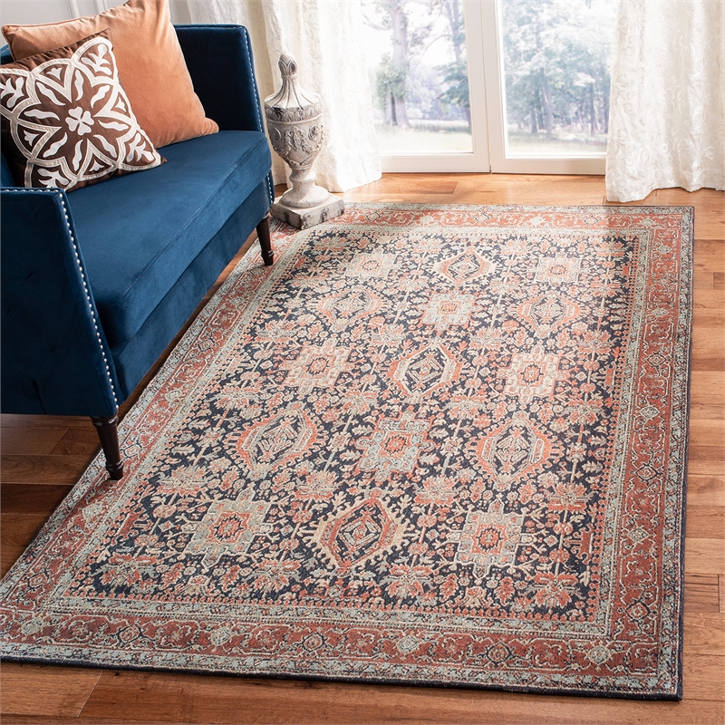Safavieh Classic Vintage 6' x 9' Rug in Navy and Rust