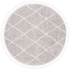 Safavieh Flokati 6'7&quot Round Rug in Light Gray and Ivory