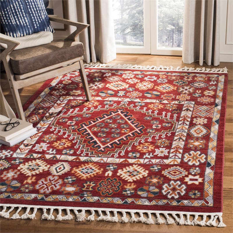 Safavieh Farmhouse 3' x 5' Rug in Red and Ivory