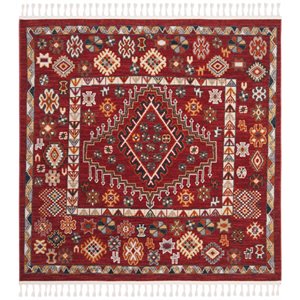Safavieh Farmhouse 6'3&quot Square Rug in Red and Ivory