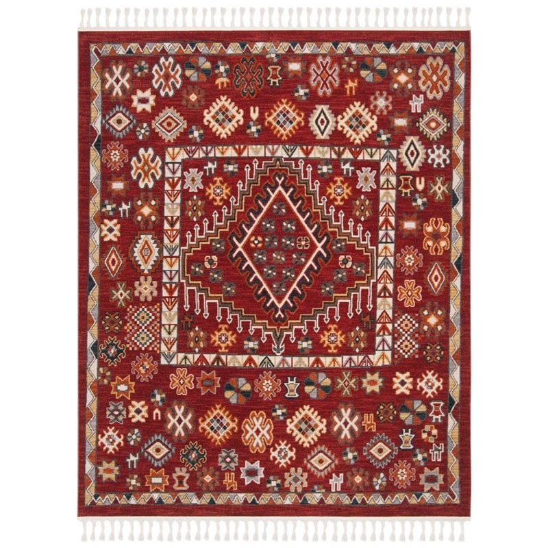 Safavieh Farmhouse 8' x 10' Rug in Red and Ivory