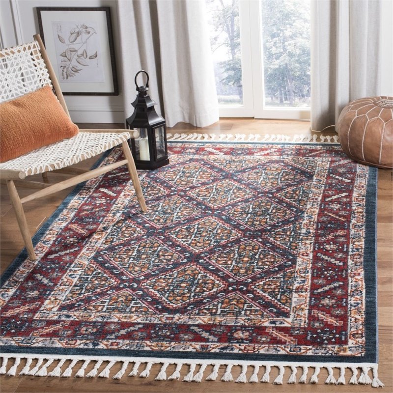 Safavieh Farmhouse 9' x 12' Rug in Ivory and Navy