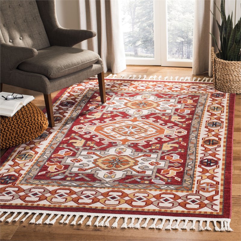 Safavieh Farmhouse 3' x 5' Rug in Ivory and Red