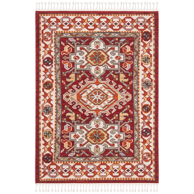 Safavieh Farmhouse 3' x 5' Rug in Ivory and Red