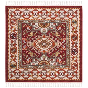 Safavieh Farmhouse 6'3&quot Square Rug in Ivory and Red