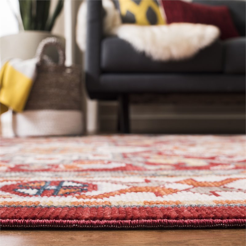 Safavieh Farmhouse 8' x 10' Rug in Ivory and Red