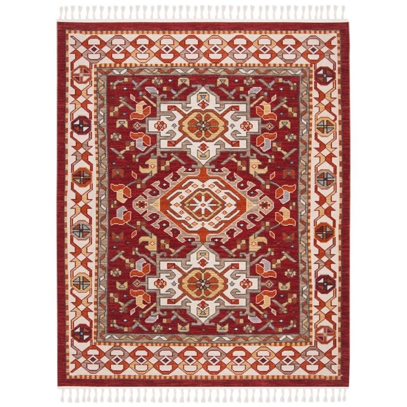 Safavieh Farmhouse 8' x 10' Rug in Ivory and Red