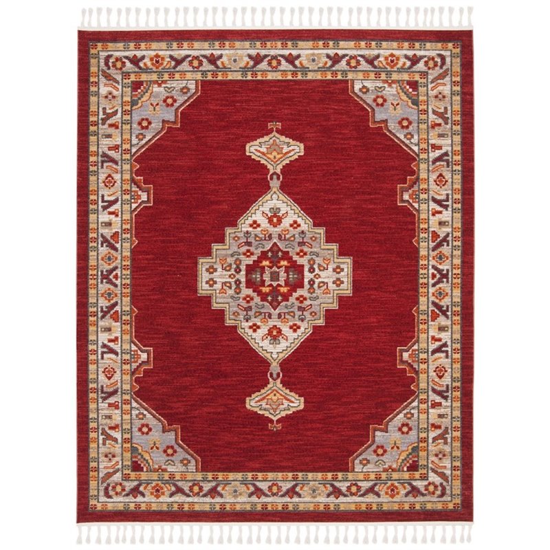 Safavieh Farmhouse 8' x 10' Rug in Creme and Red