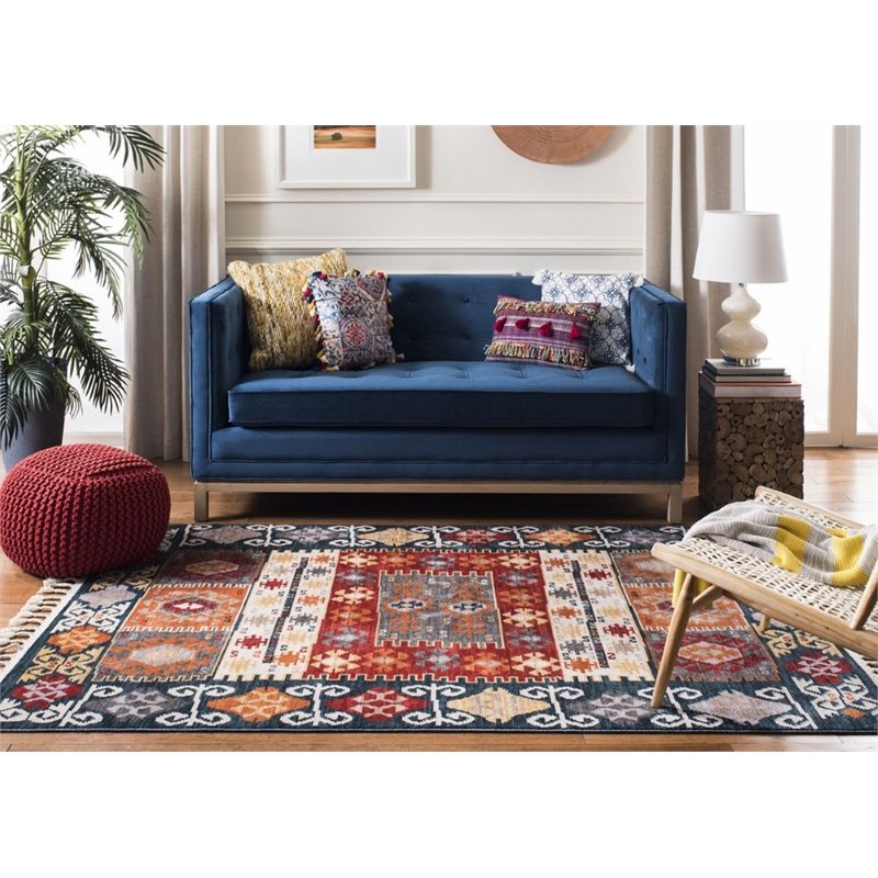 Safavieh Farmhouse 3' x 5' Rug in Cream and Navy