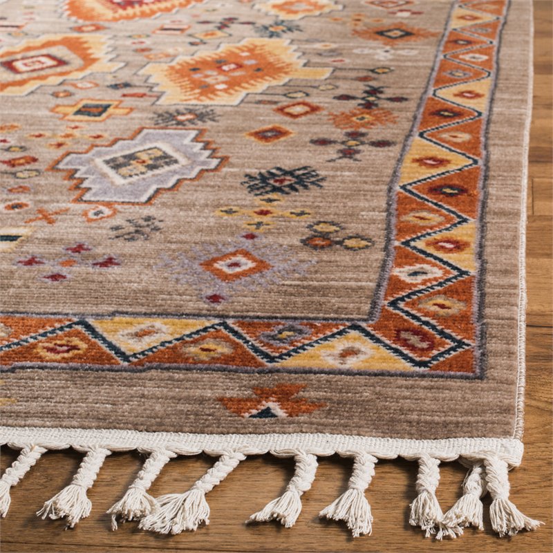 Safavieh Farmhouse 2' x 8' Runner Rug in Taupe and Orange