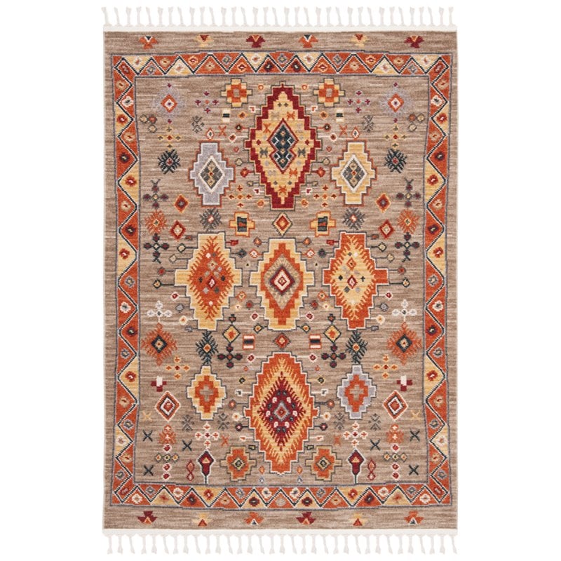 Safavieh Farmhouse 3' x 5' Rug in Taupe and Orange