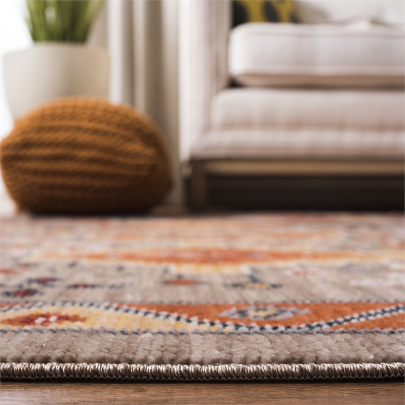 Safavieh Farmhouse 8' x 10' Rug in Taupe and Orange
