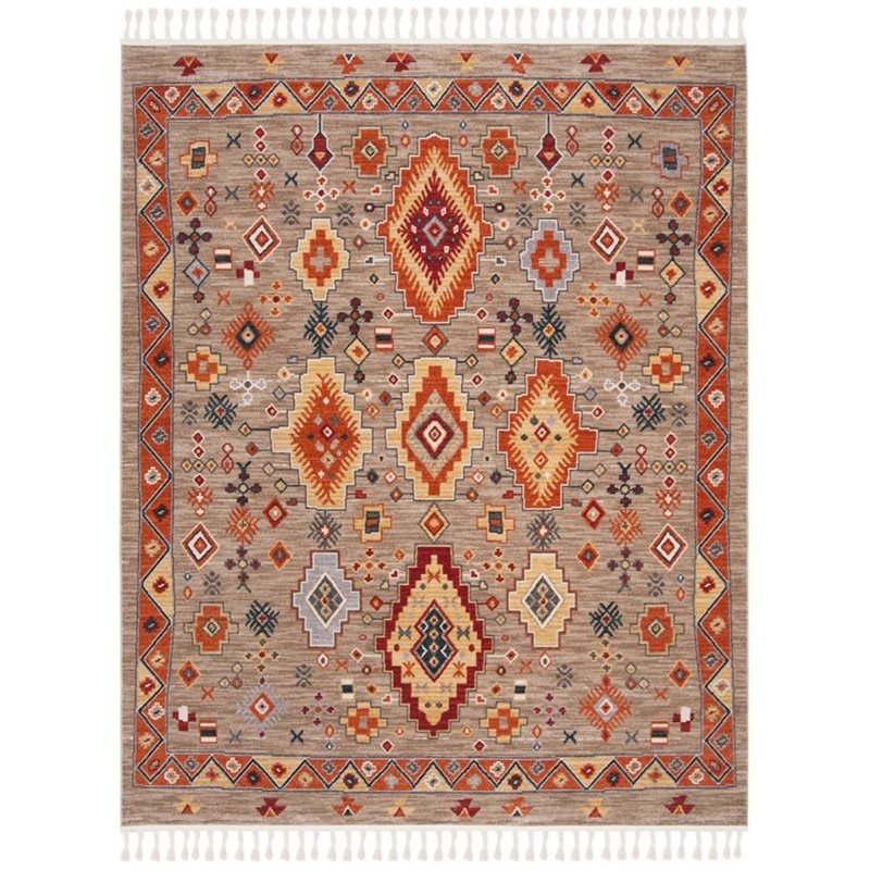 Safavieh Farmhouse 8' x 10' Rug in Taupe and Orange