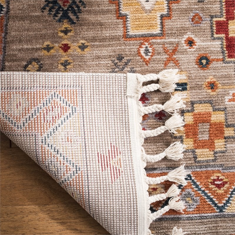 Safavieh Farmhouse 9' x 12' Rug in Taupe and Orange