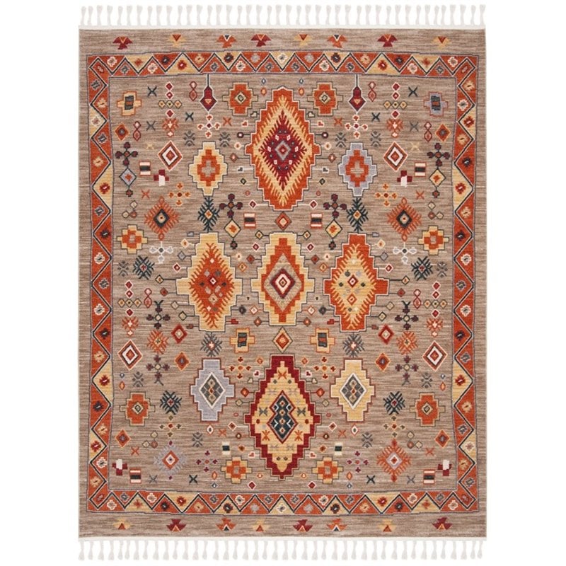Safavieh Farmhouse 9' x 12' Rug in Taupe and Orange