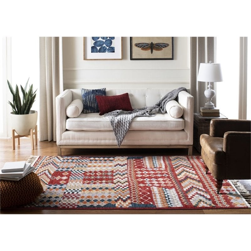 Safavieh Farmhouse 3' x 5' Rug in Navy and Red