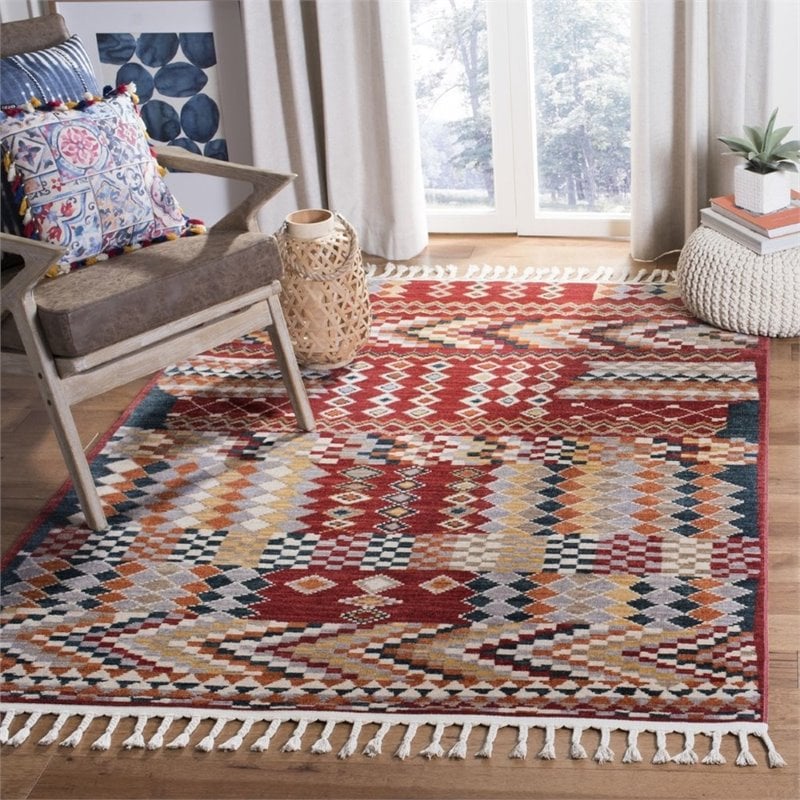 Safavieh Farmhouse 8' x 10' Rug in Navy and Red