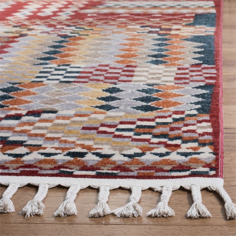 Safavieh Farmhouse 9' x 12' Rug in Navy and Red