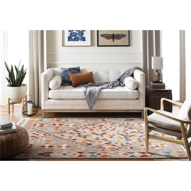 Safavieh Farmhouse 3' x 5' Rug in Taupe and Navy