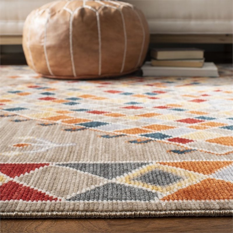 Safavieh Farmhouse 8' x 10' Rug in Taupe and Navy