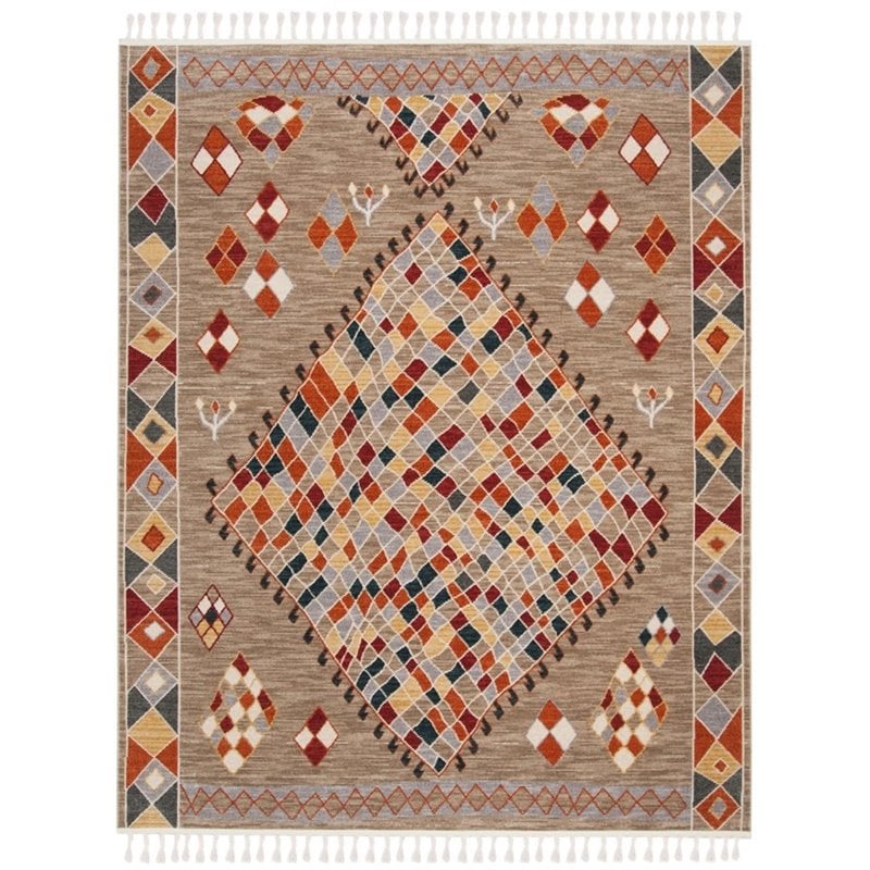 Safavieh Farmhouse 8' x 10' Rug in Taupe and Navy