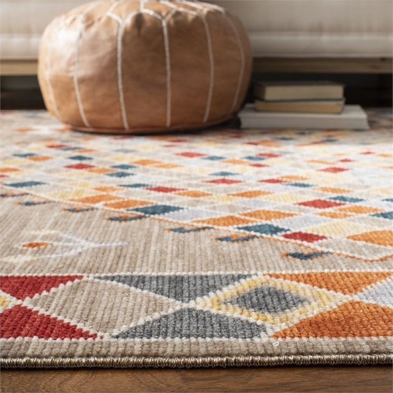Safavieh Farmhouse 9' x 12' Rug in Taupe and Navy