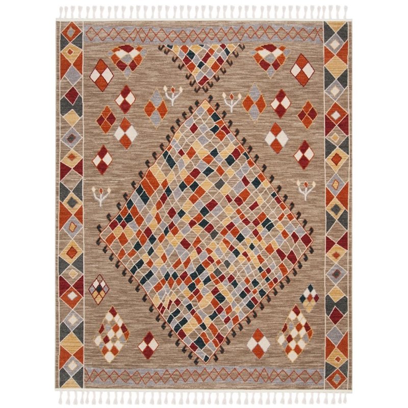 Safavieh Farmhouse 9' x 12' Rug in Taupe and Navy