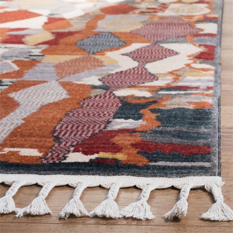 Safavieh Farmhouse 8' x 10' Rug in Orange and Navy