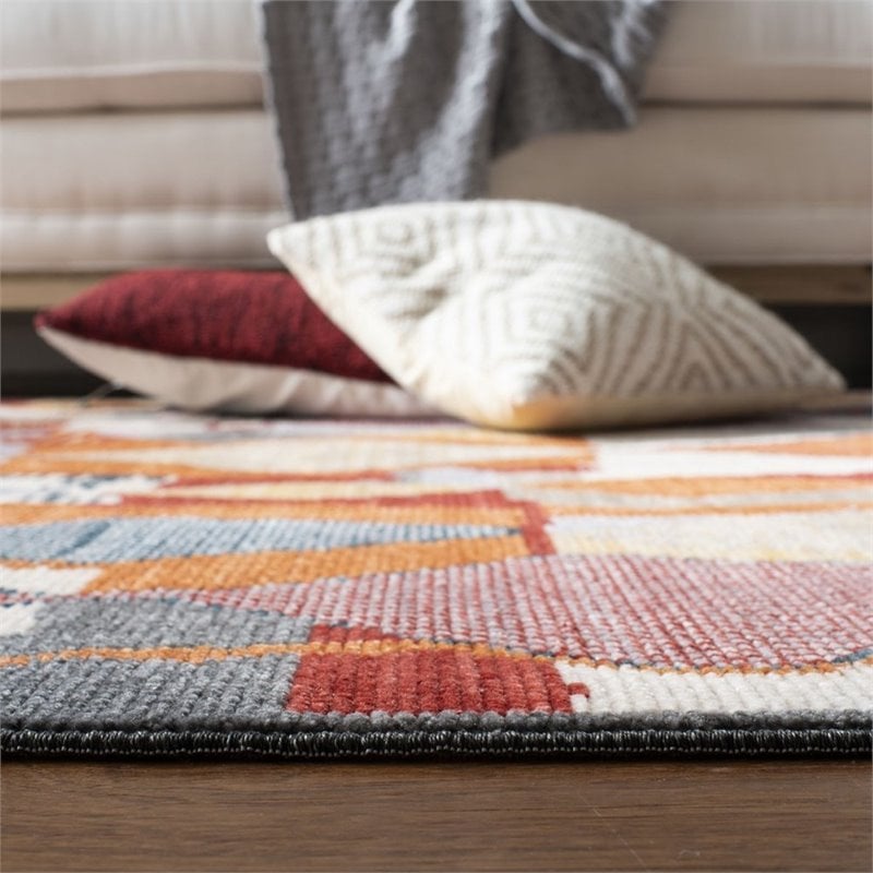 Safavieh Farmhouse 8' x 10' Rug in Orange and Navy
