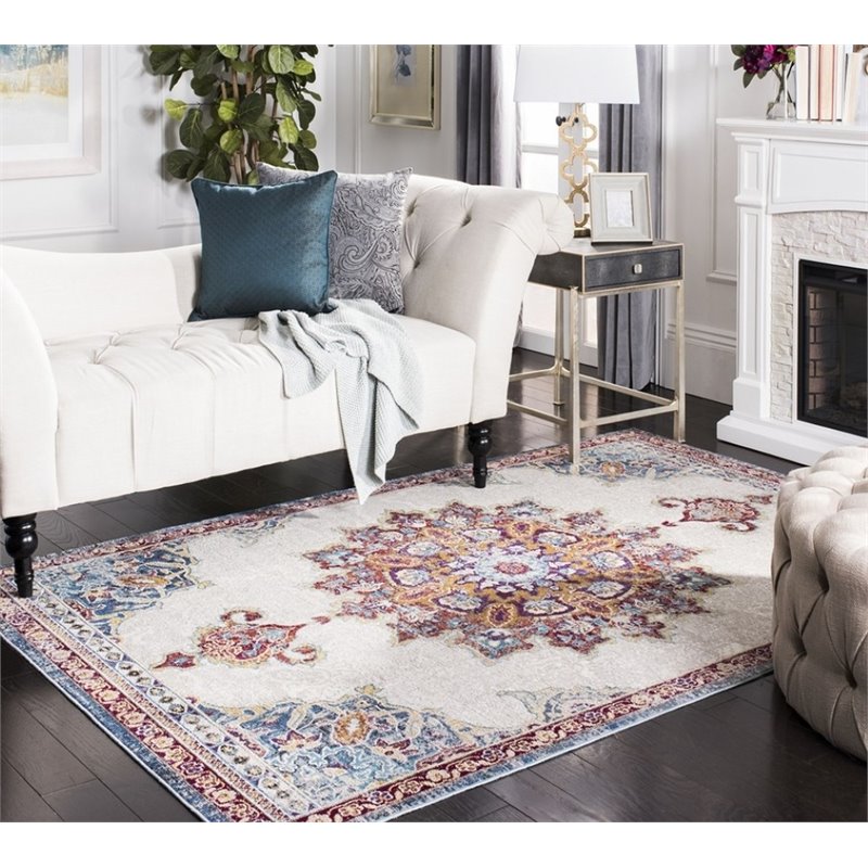 Safavieh Aria 3' x 5' Rug in Ivory and Navy