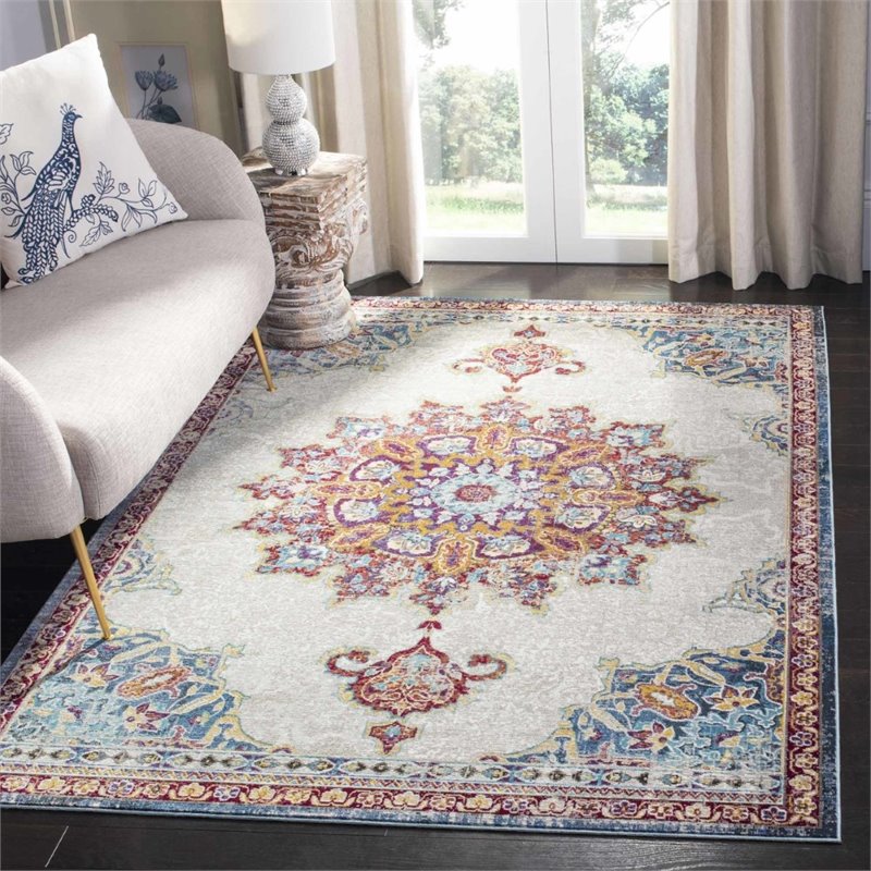 Safavieh Aria 8' x 10' Rug in Ivory and Navy