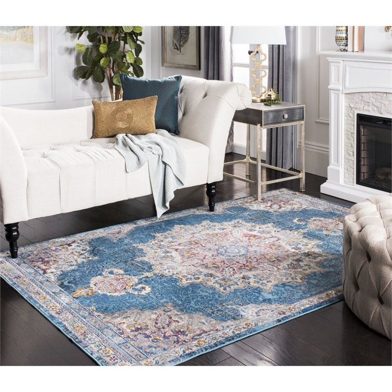 Safavieh Aria 4' x 6' Rug in Navy and Ivory