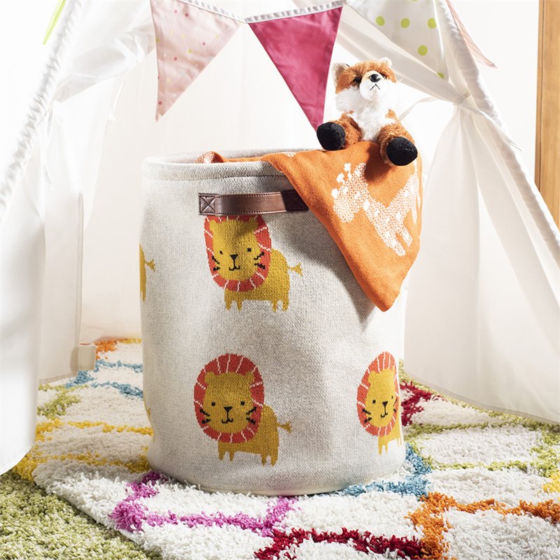Safavieh Dandy Lion Kids Storage Bin in Red and Orange