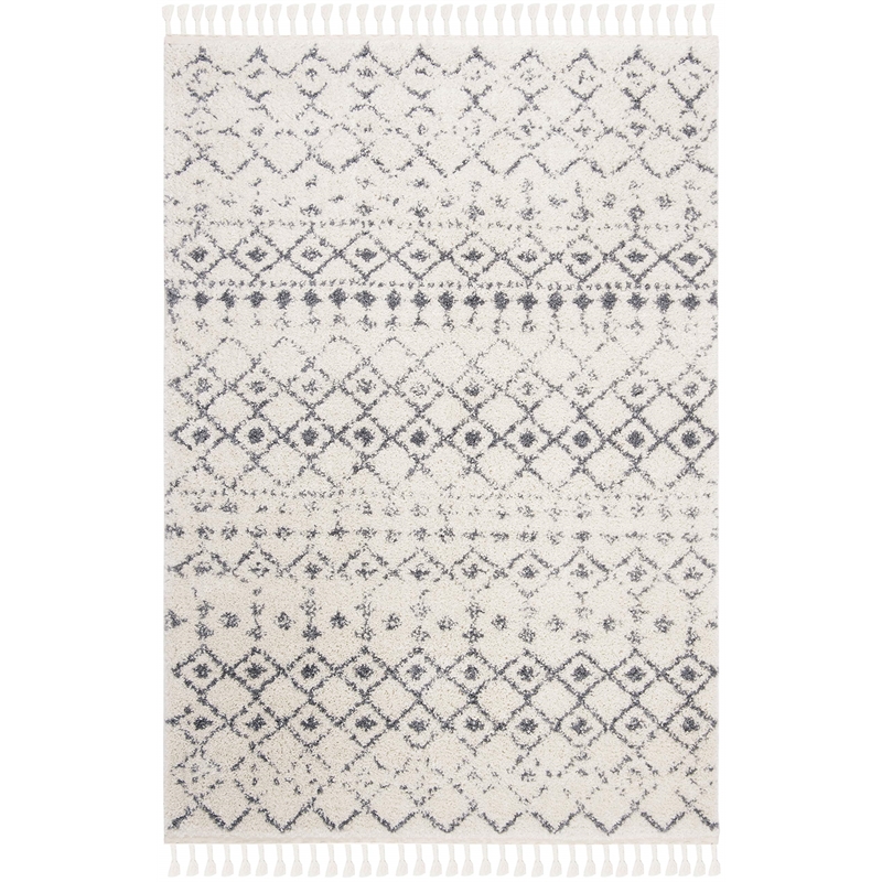 Safavieh Berber 4' x 6' Shag Rug in Cream and Dark Gray
