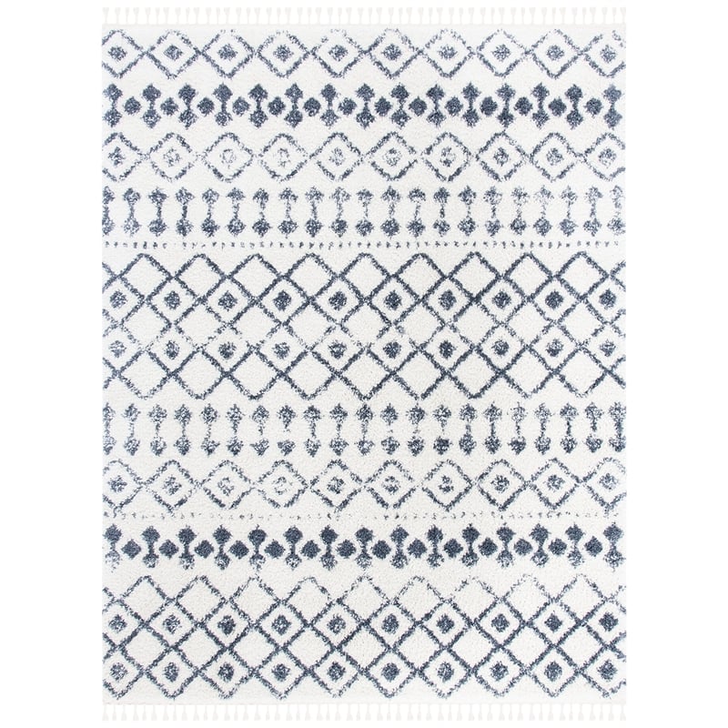 Safavieh Berber 8' x 10' Shag Rug in Cream and Dark Gray