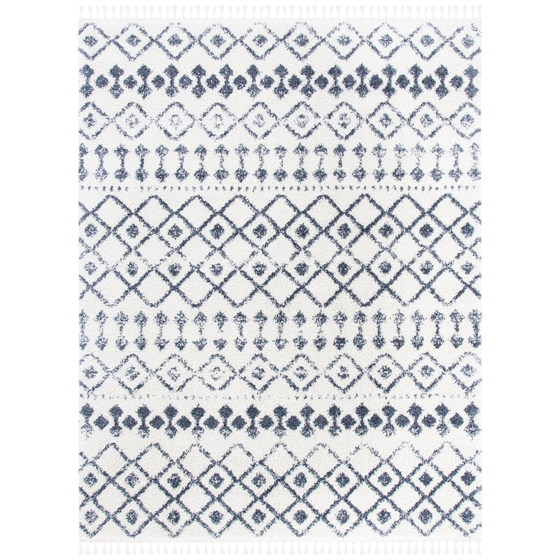 Safavieh Berber 9' x 12' Shag Rug in Cream and Dark Gray