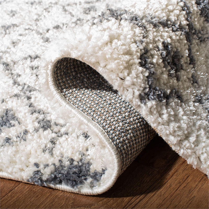 Safavieh Berber 9' x 12' Shag Rug in Cream and Dark Gray